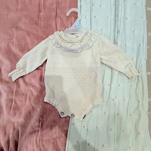 Cream Long Sleeve Baby Romper